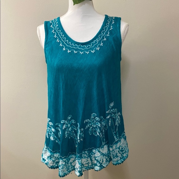 India Boutique Tops - India Boutique Green Ruffled Stitched Tank Top